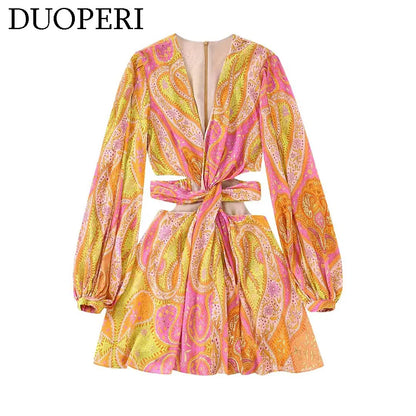 Butterfly Chic V-Neck Mini Dress
