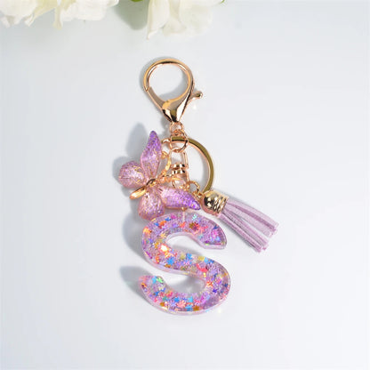 A-Z Dreamy Keychain Tassel Butterfly Charms