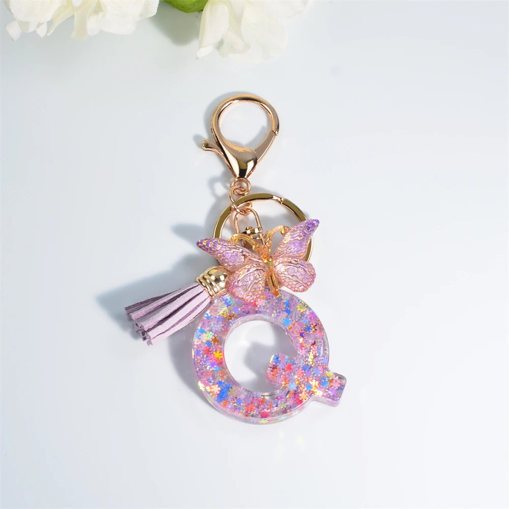 A-Z Dreamy Keychain Tassel Butterfly Charms