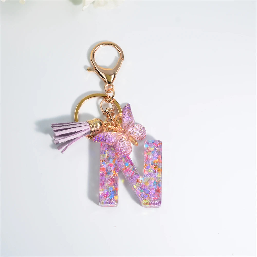 A-Z Dreamy Keychain Tassel Butterfly Charms