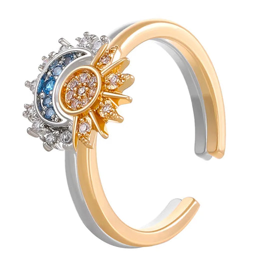 Adjustable Sun and Moon Overlapping Ring