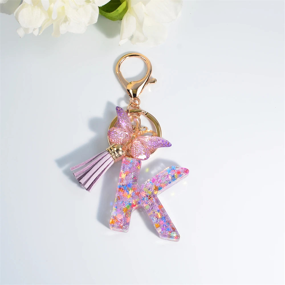 A-Z Dreamy Keychain Tassel Butterfly Charms