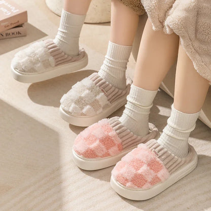 Plaid Plush Slippers