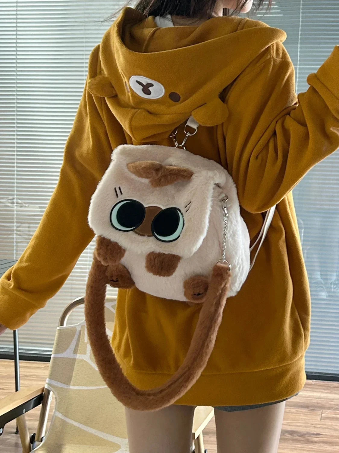Bear Themed Oversized Zip Up Hoodie