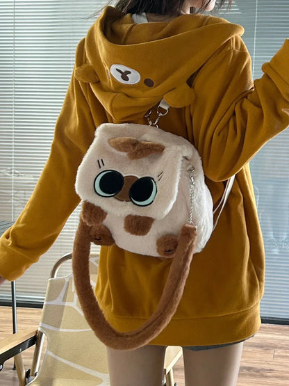 Bear Themed Oversized Zip Up Hoodie
