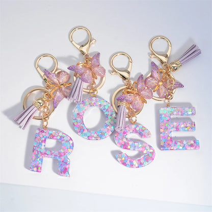 A-Z Dreamy Keychain Tassel Butterfly Charms