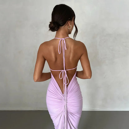Spaghetti Strap Ruched Maxi Dress