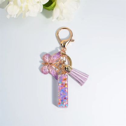 A-Z Dreamy Keychain Tassel Butterfly Charms