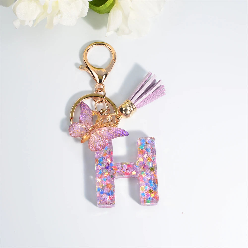 A-Z Dreamy Keychain Tassel Butterfly Charms