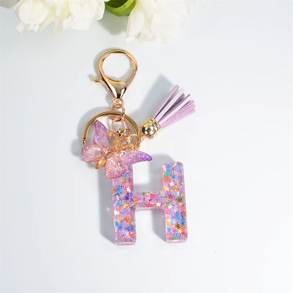 A-Z Dreamy Keychain Tassel Butterfly Charms