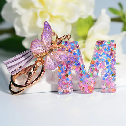 A-Z Dreamy Keychain Tassel Butterfly Charms
