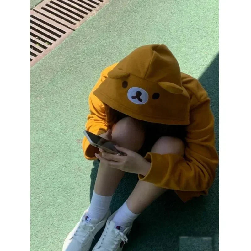 Bear Themed Oversized Zip Up Hoodie
