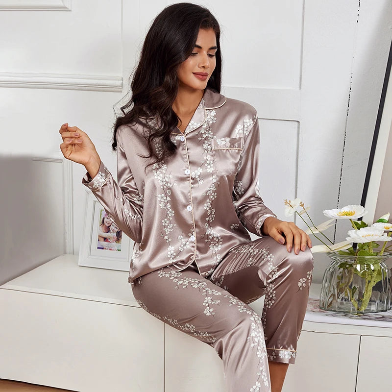 Long Sleeve Satin Pajamas
