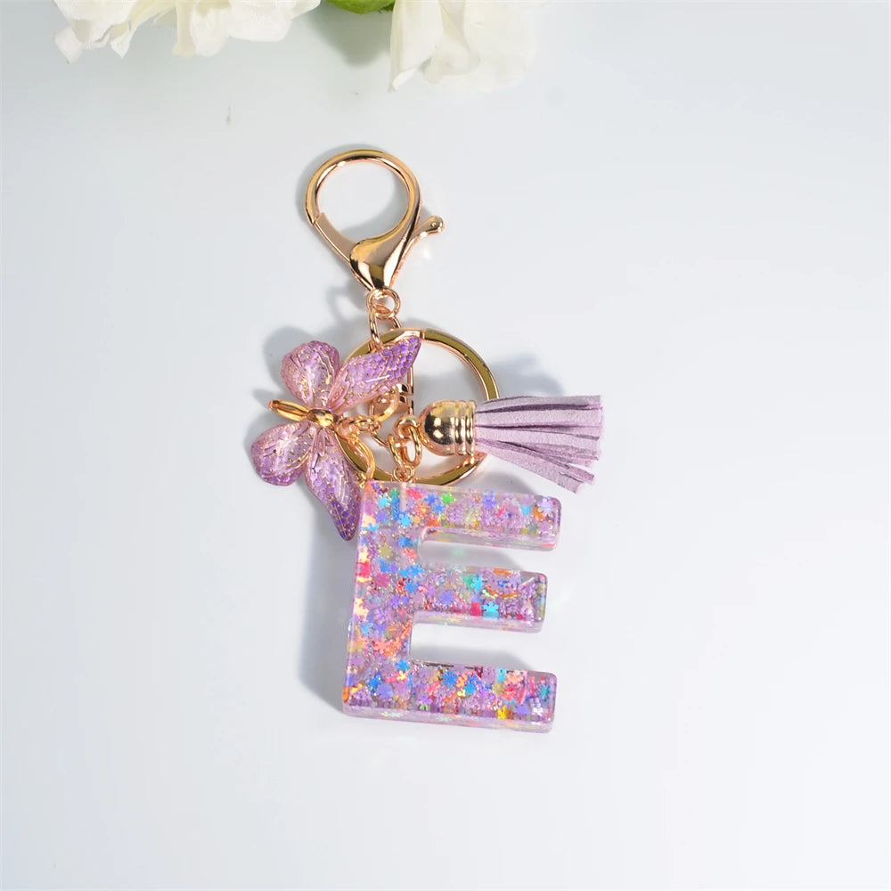 A-Z Dreamy Keychain Tassel Butterfly Charms