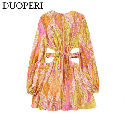 Butterfly Chic V-Neck Mini Dress