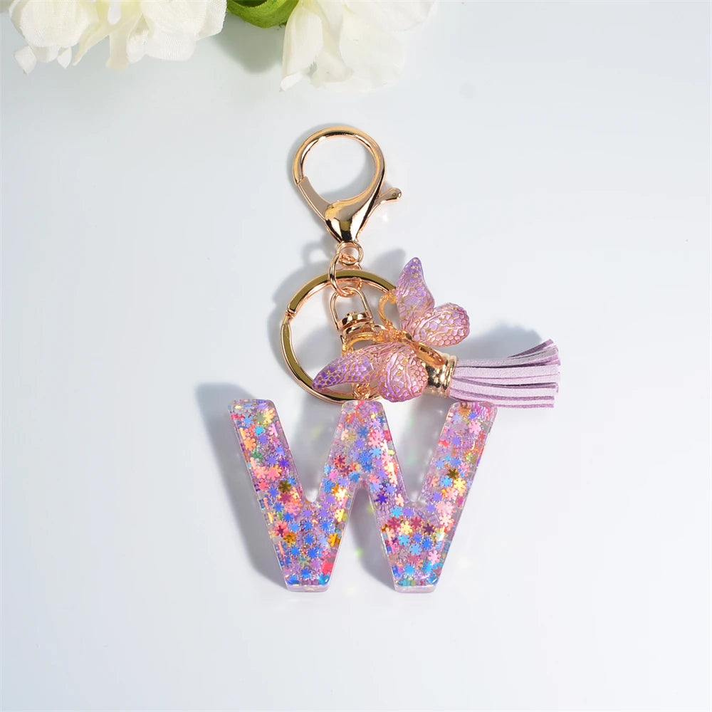 A-Z Dreamy Keychain Tassel Butterfly Charms