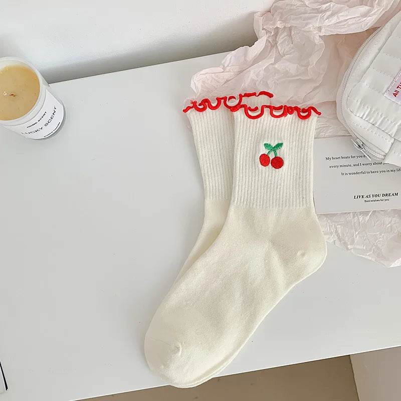 Cute Ruffle Embroidery Socks