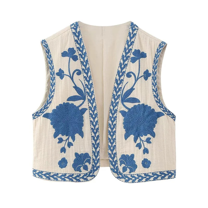 Vintage Floral Embroidered Vest