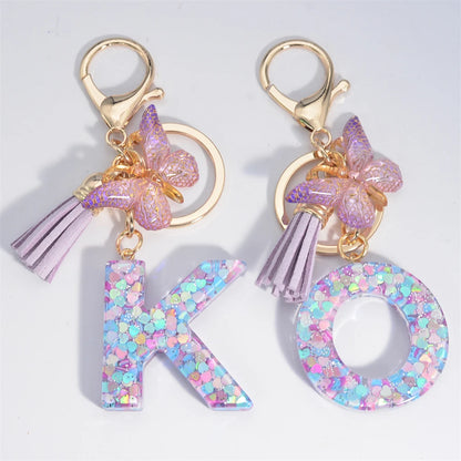 A-Z Dreamy Keychain Tassel Butterfly Charms