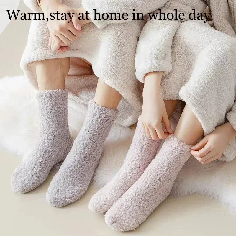 Coral Plush Winter Tube Socks Bundle