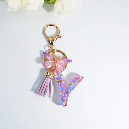 A-Z Dreamy Keychain Tassel Butterfly Charms