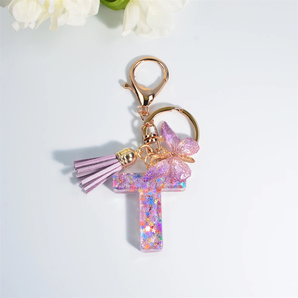 A-Z Dreamy Keychain Tassel Butterfly Charms